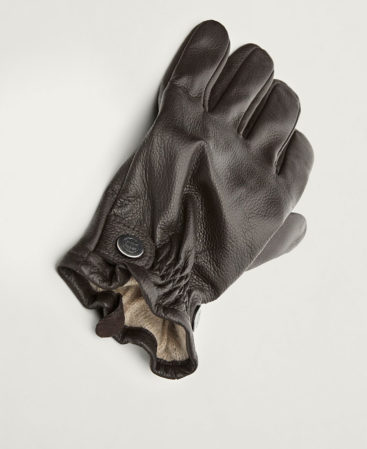 Embossed leather, wool & cashmere gloves