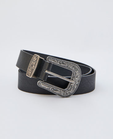 Floral patterns leather belt