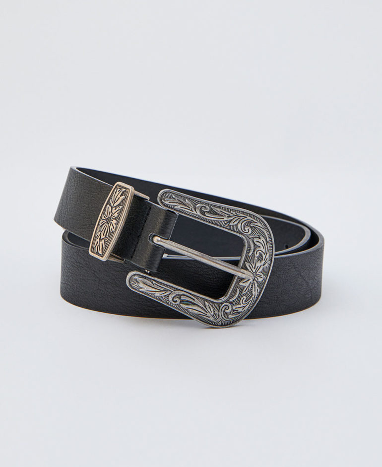 Floral patterns leather belt