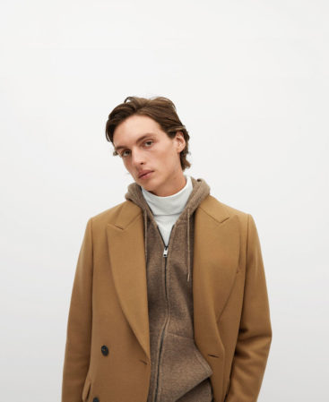 Double-breasted wool tailored coat