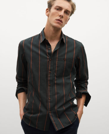 Regular fit striped cotton shirt
