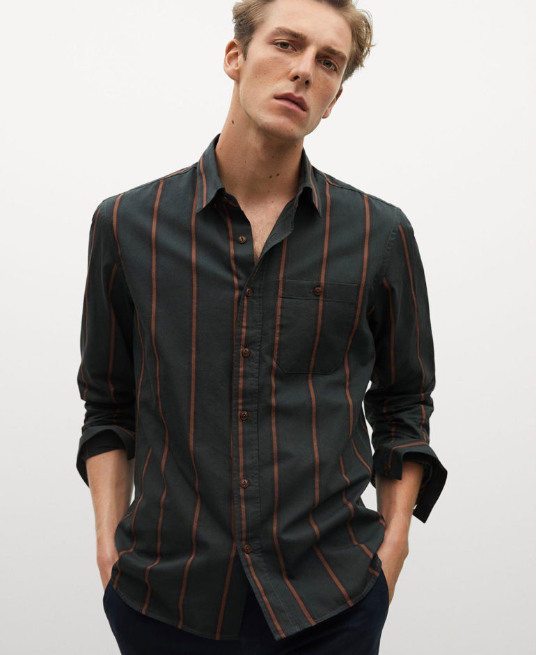 Regular fit striped cotton shirt